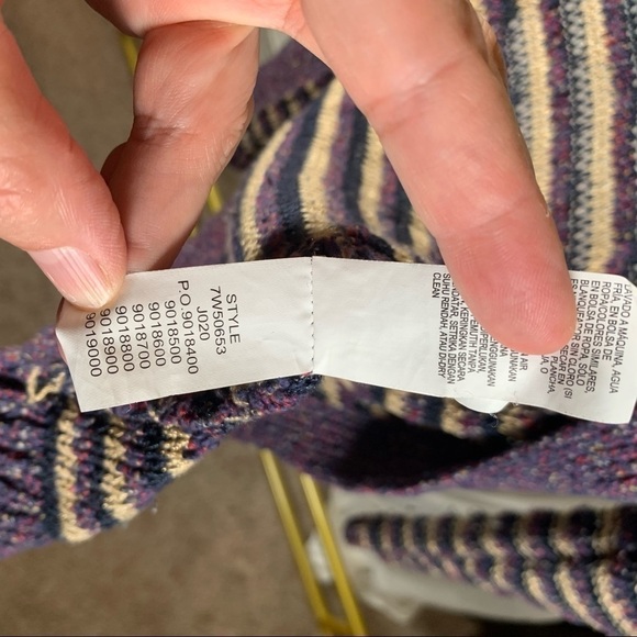 Lucky Brand open knit striped purple blue and tan cardigan small - Picture 8 of 8